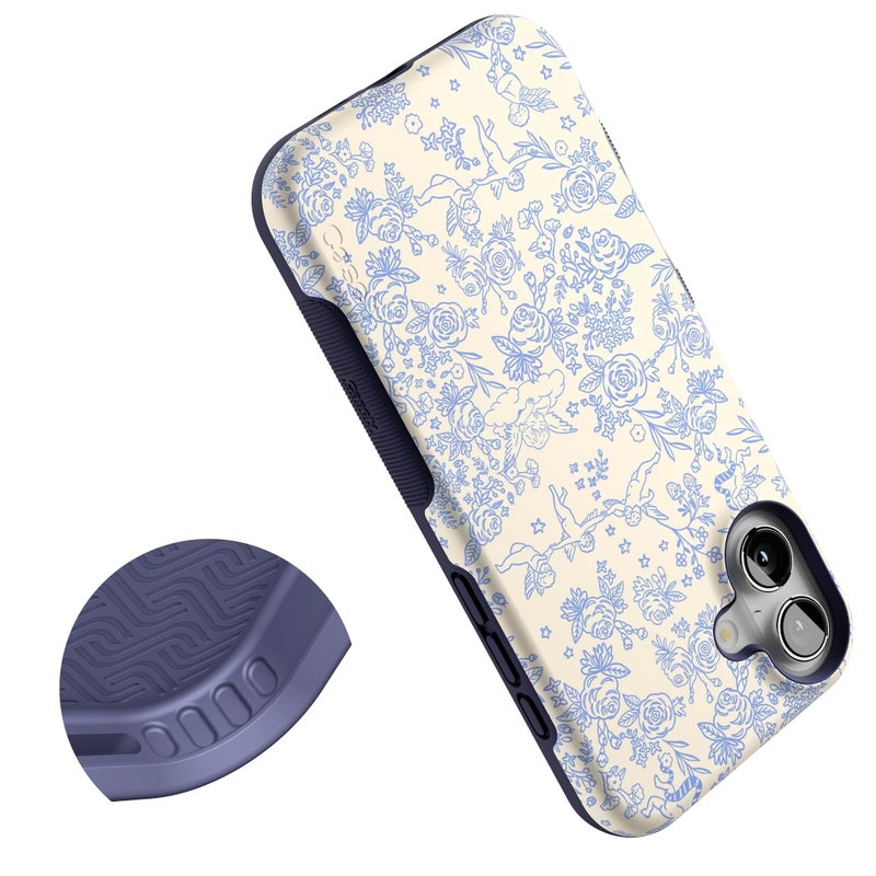 Casely iPhone 16 Case | Cupid's Canvas | Periwinkle Floral | Bold Protective Design | Compatible with MagSafe - Image 5