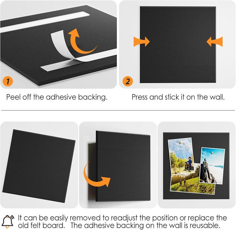 MaxGear Large Cork Board Alternative 47"X35", 12 Pack Felt Wall Tiles With 80 Pushpins,Cork Boards For Walls Cork Board For Office Pin Board Tack Board Cork Board (Black) - Image 5