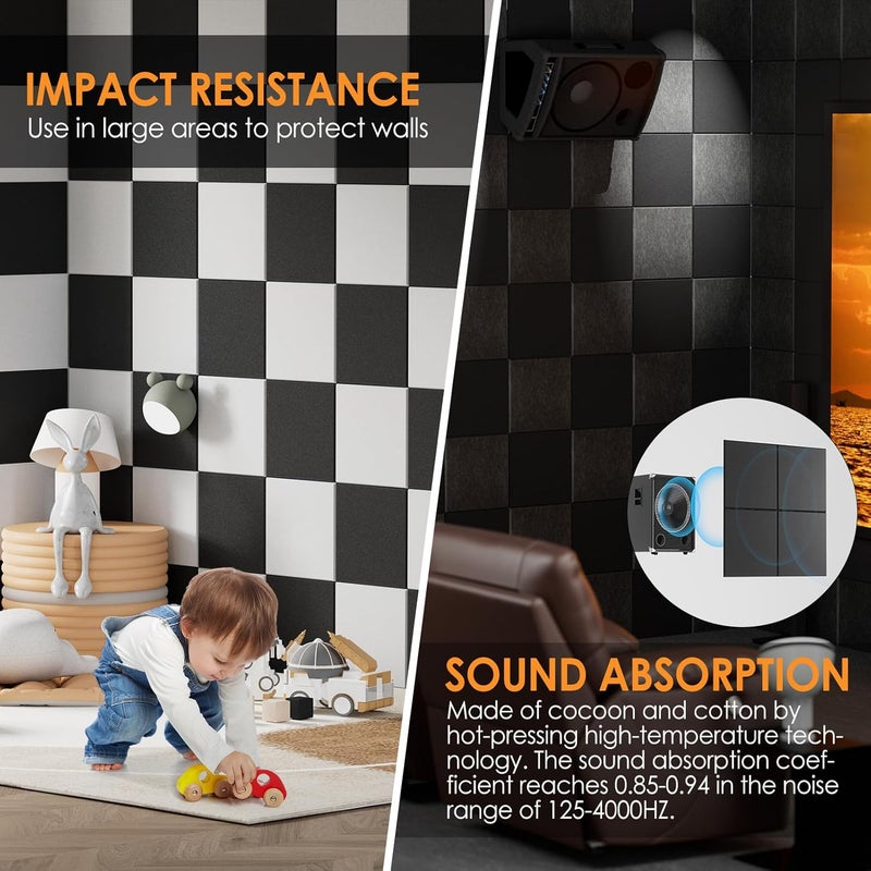 MaxGear Large Cork Board Alternative 47"X35", 12 Pack Felt Wall Tiles With 80 Pushpins,Cork Boards For Walls Cork Board For Office Pin Board Tack Board Cork Board (Black) - Image 3