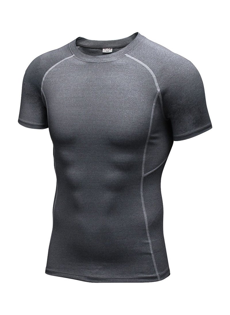 Loquat Men Quick Dry Breathable Elastic T-Shirt Grey  - Image 1