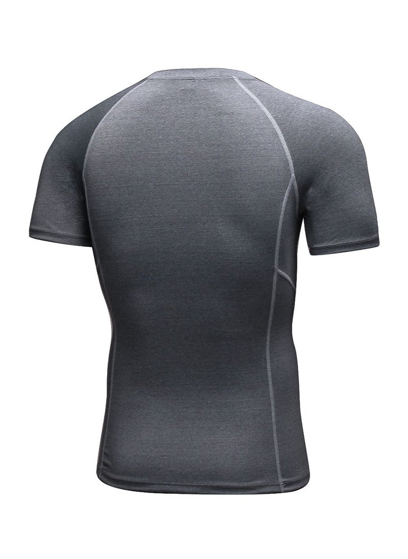 Loquat Men Quick Dry Breathable Elastic T-Shirt Grey  - Image 2