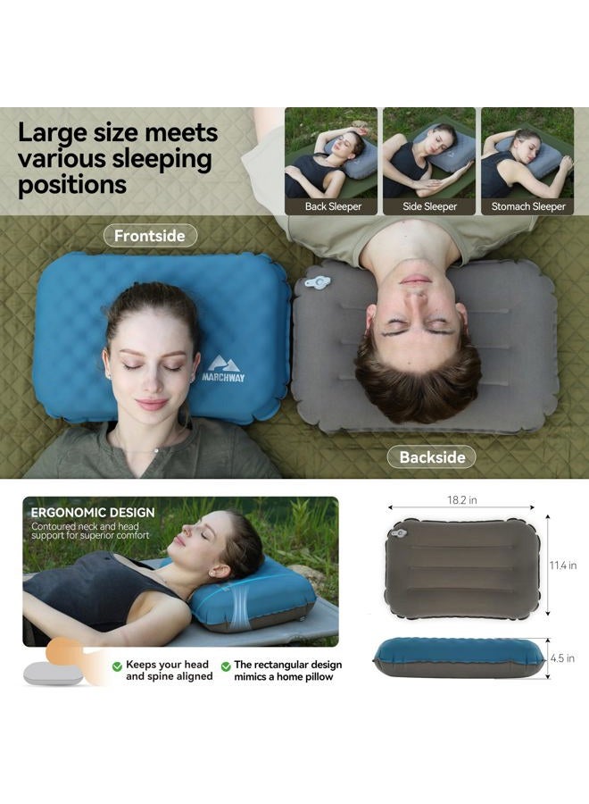 MARCHWAY Inflatable Camping Pillow with Foam Top - Lightweight Compact, Dual-Sided All-Season for Camping, Hiking, Backpacking, Car Travel (Blue) - Image 2