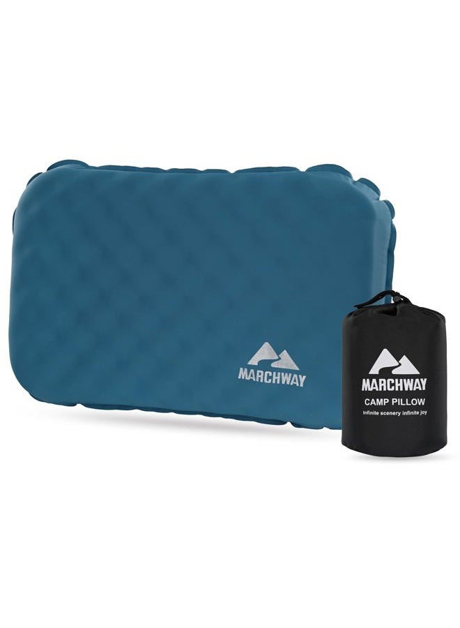 MARCHWAY Inflatable Camping Pillow with Foam Top - Lightweight Compact, Dual-Sided All-Season for Camping, Hiking, Backpacking, Car Travel (Blue) - Image 1