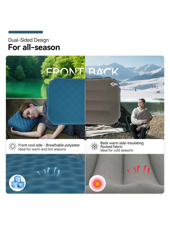 MARCHWAY Inflatable Camping Pillow with Foam Top - Lightweight Compact, Dual-Sided All-Season for Camping, Hiking, Backpacking, Car Travel (Blue) - Image 4