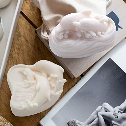 japleed 2Pcs Soap Molds Dolphin Silicone Molds 3D Sea Dolphin Shape Soap Candle Wax Mould Marine Epoxy Resin Casting Polymer Clay Art Craft Making Chocolate Fondant Cake Baking Mould Home Wedding Gift Decor - Image 3