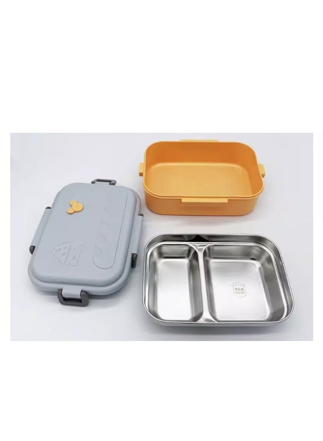 3-Compartments Removable Lunch Box White/Yellow 570grams - Image 3