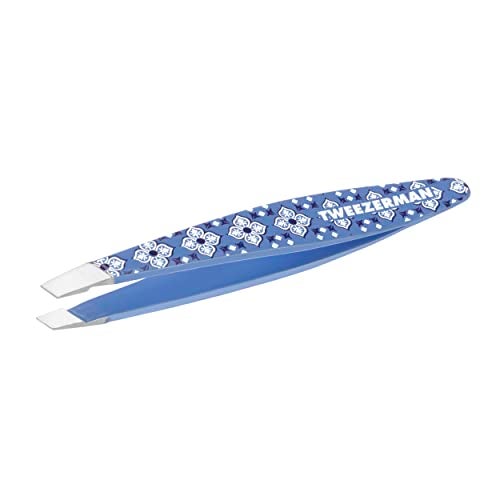 Tweezerman Lisbon Sea Mini Slant Tweezer - Tweezers for Eyebrows, Travel Tweezers for Eyebrows, Facial Hair - Image 1