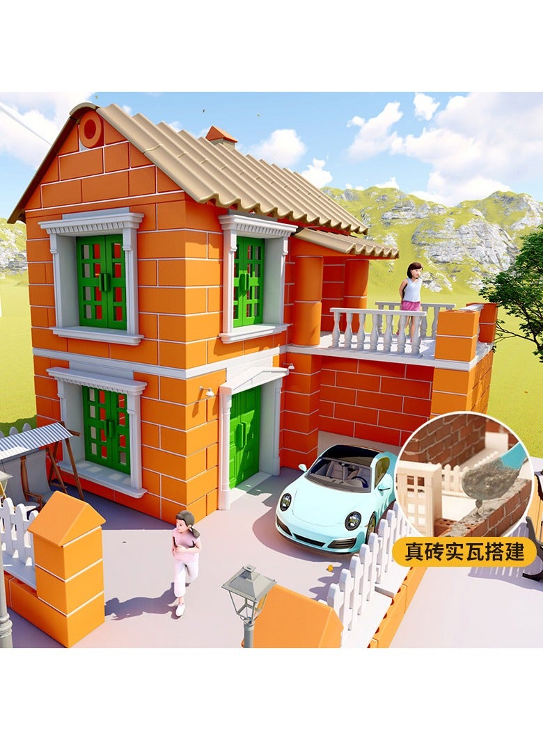 Handmade DIY hut building house building model children's toy color box 