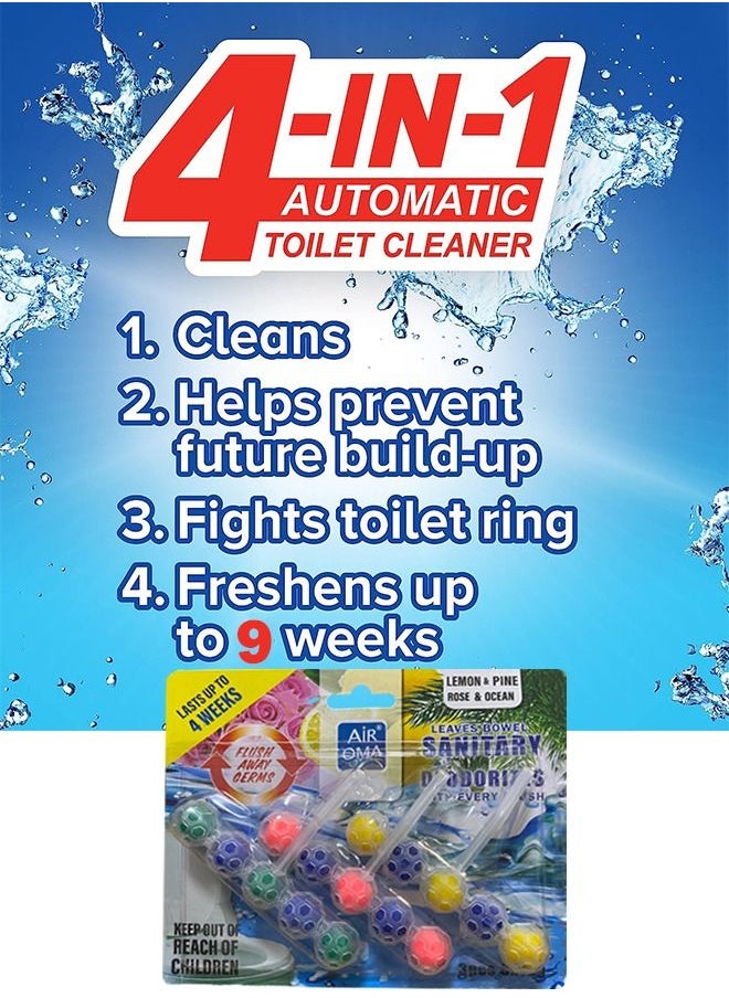 Air OMA - 15 Balls Power Active Toilet Rim Hanger Block Toilet Bowl Cleaner Care with Anti-Limescale Cleaning Foam Dirt Protection and Extra Freshness - Image 1