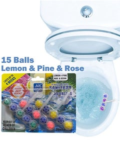 15 Balls Power Active Toilet Rim Hanger Block Toilet Bowl Cleaner Care with Anti-Limescale Cleaning Foam Dirt Protection and Extra Freshness