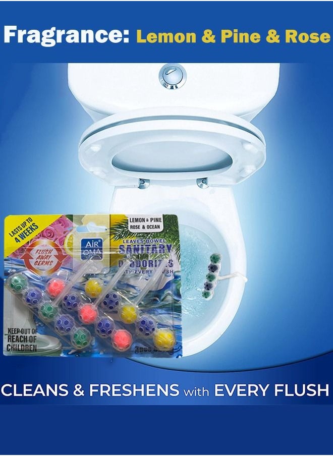 Air OMA - 15 Balls Power Active Toilet Rim Hanger Block Toilet Bowl Cleaner Care with Anti-Limescale Cleaning Foam Dirt Protection and Extra Freshness - Image 1