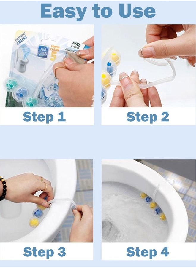 Air OMA - 15 Balls Power Active Toilet Rim Hanger Block Toilet Bowl Cleaner Care with Anti-Limescale Cleaning Foam Dirt Protection and Extra Freshness - Image 1