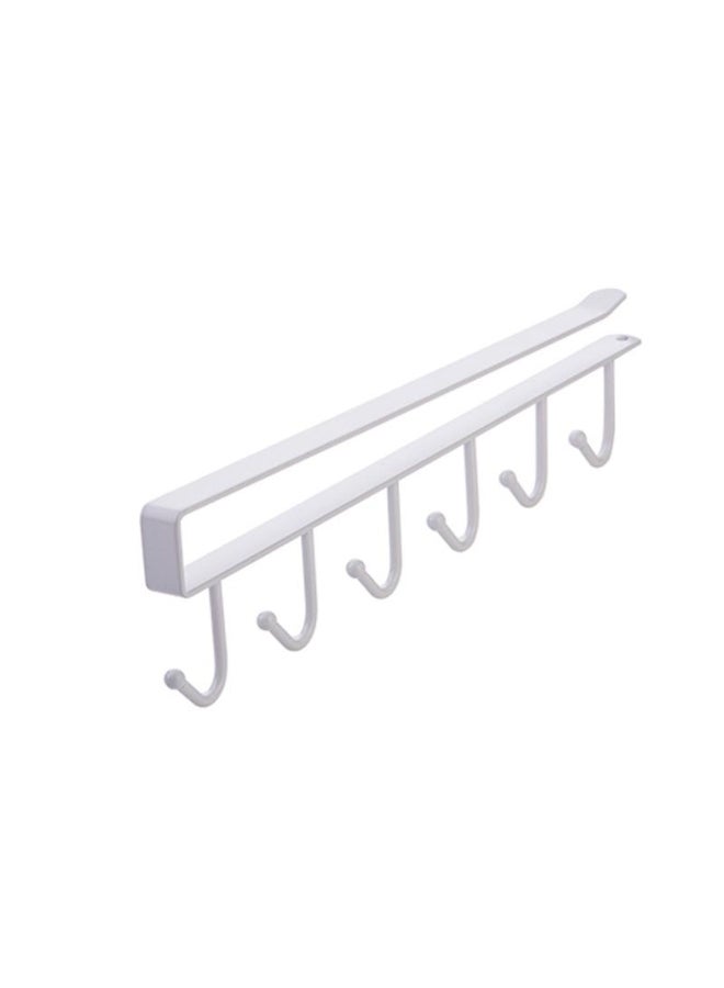 Iron 6 Hooks Storage Shelf Wardrobe Cabinet Metal Under Shelves Mug Cup Hanger Bathroom Kitchen Organizer Hanging Rack Holder 