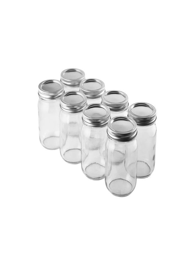 FastRack Regular Mouth Glass Mason Jars with Metal Airtight Lids | 16 oz - Pack of 8 | Large Glass Jars for Food Storage with Lids | Ideal for Canning, Fermentation, Pickling, Kombucha Brewing - Image 1