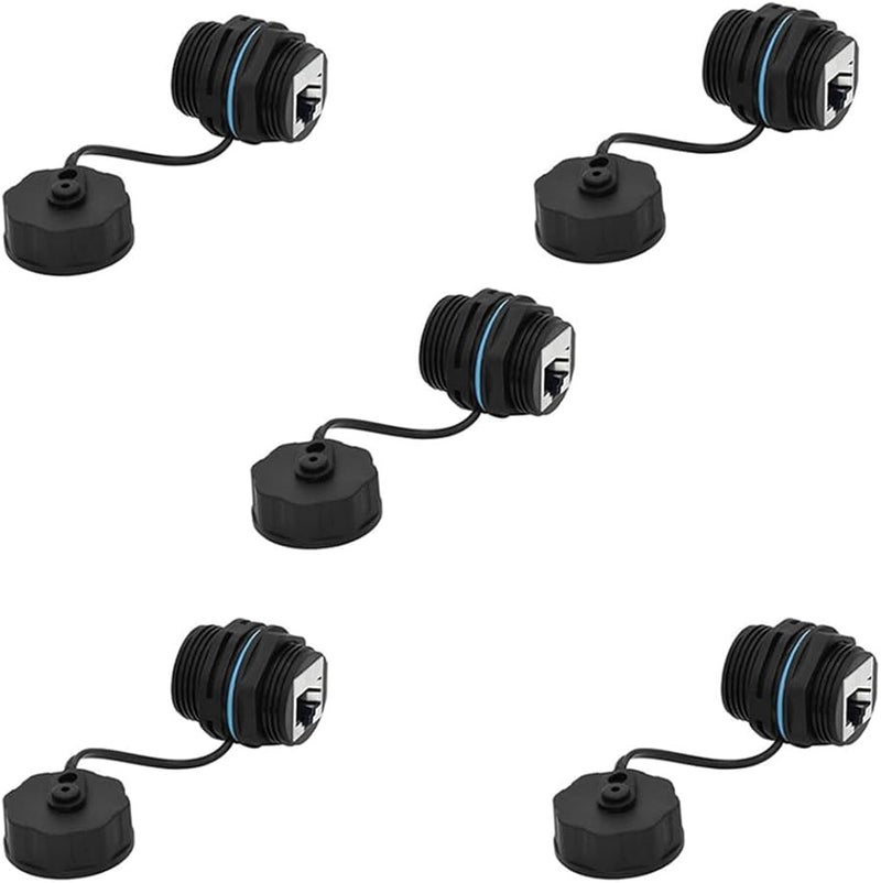 Panel Mount RJ45 Waterproof Ethernet Connector Dual End Adapter with Dust Cover - Image 1