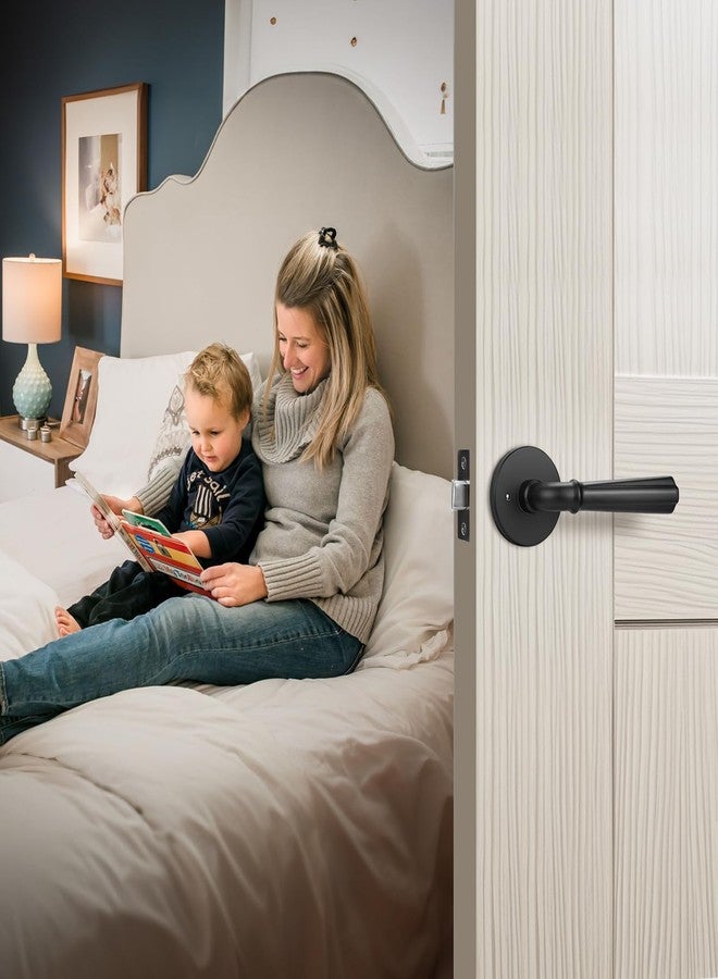 Orger 6 Pack Matte Black Interior Door Handle Round Privacy Door Lever Keyless, Bed and Bath Interior Door Lock Set Left & Right Hand Use, Modern Privacy Door Lock Black Finish, Stainless Steel - Image 5