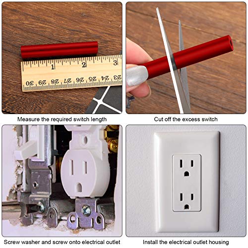 Ripeng 24 Pcs Outlet Spacers Electrical Outlet Box Extender Kit Includes 12 Switch and 12 Pcs 6-32 x 1-1/2 Inches Thread Flat Head Device Mounting Long Screws for Fix Wonky and Sunken(Red) - Image 3