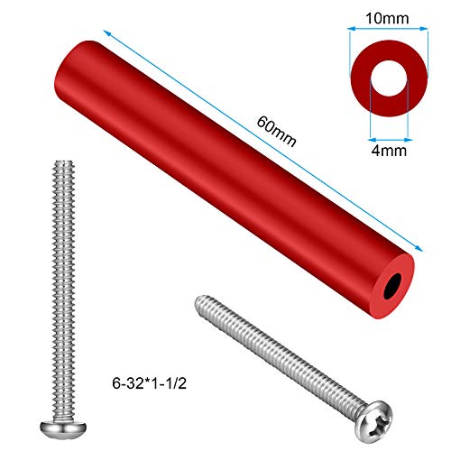 Ripeng 24 Pcs Outlet Spacers Electrical Outlet Box Extender Kit Includes 12 Switch and 12 Pcs 6-32 x 1-1/2 Inches Thread Flat Head Device Mounting Long Screws for Fix Wonky and Sunken(Red) - Image 2
