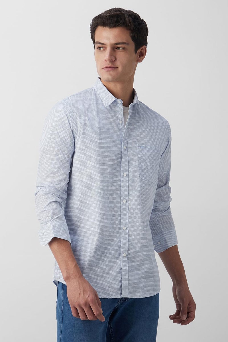 Peter England Men's Everyday Ditsy Print Slim Fit Full Sleeve Casual Shirt|100% Cotton,39,Light Blue - Image 2