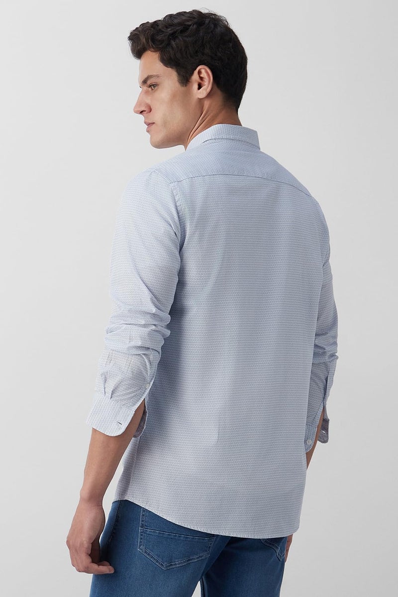 Peter England Men's Everyday Ditsy Print Slim Fit Full Sleeve Casual Shirt|100% Cotton,39,Light Blue - Image 3
