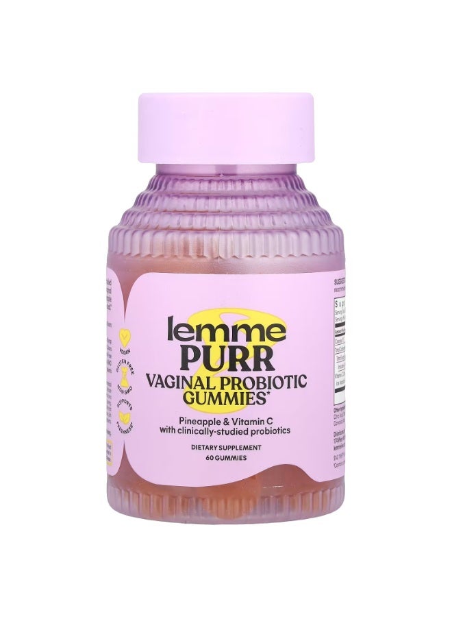 Lemme, Purr, Vaginal Probiotic Gummies, Pineapple, 60 Gummies - Image 1
