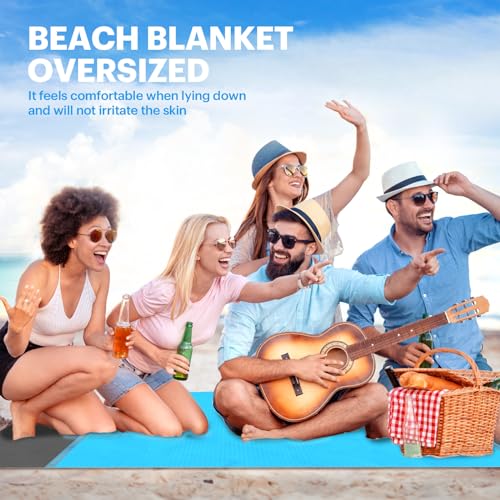EASYFUN Beach Blanket Sandproof Oversized, 79''×83'' Extra Large Beach Mat, Portable Picnic Mat for Travel Camping Hiking, Lightweight Beach Essentials Family Water Resistant Mat Nylon 210T - Image 5