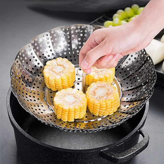 Stainless Steel Vegetable Steamer Basket Foldable Vegetable Steamer for Cooking to Fits Various Collapsible Steamer Baskets for Cooking Food Expandable Fit Various Size Pot59 to 98  - Image 2