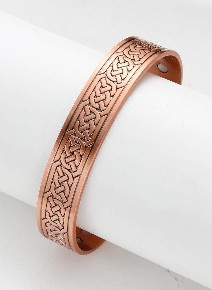 سوار نحاسي مغناطيسي كلاسيكي - إسوارة نحاس نقي بنقش السلسلة قابلة للتعديل - Image 5