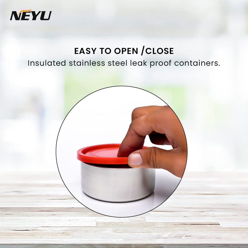 NEYU Microwave Safe Lunch Box Tiffin Box for Office School Red Black - Image 4
