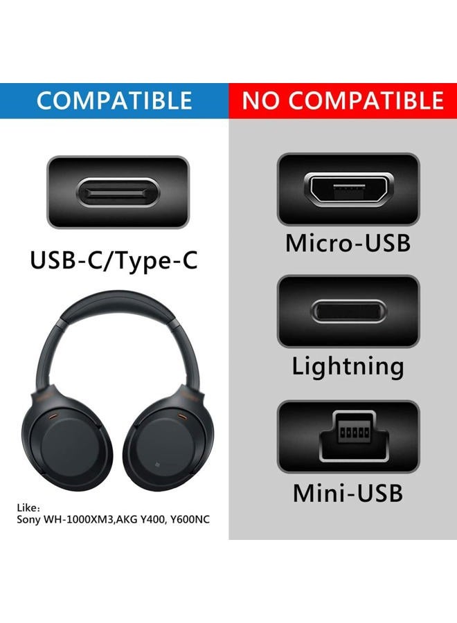 Sqrgreat Replacement Type-c Headphones Short Charger Cable Cord for Sony WH-1000XM4 WH-1000XM3 WF-1000XM4 WH-XB900N WH-CH510 WI-1000XM2 WI-C200 WI-XB400, AKG Y400 Y600NC, WF-1000XM3, Bose NCH700 (20cm)  - Image 4
