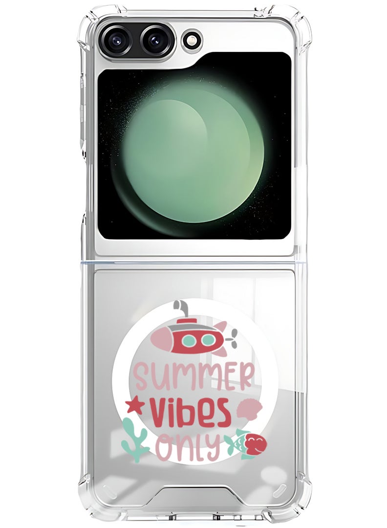 Theodor Magnetic Case for Samsung Galaxy Z Flip 6 Compatible with MagSafe Wireless Charging, Shockproof Phone Bumper Cover Summer vibes only - Image 1