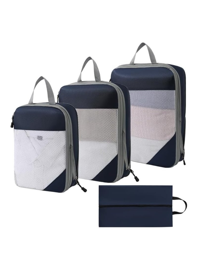 Generic - 4Pcs Packing Cube set Packing Luggage Organizers for Travel Packing Organizers with Laundry Bag Compression Storage Bag Clothing Underwear Bag for Man & Woman (4pc Black) - Image 1