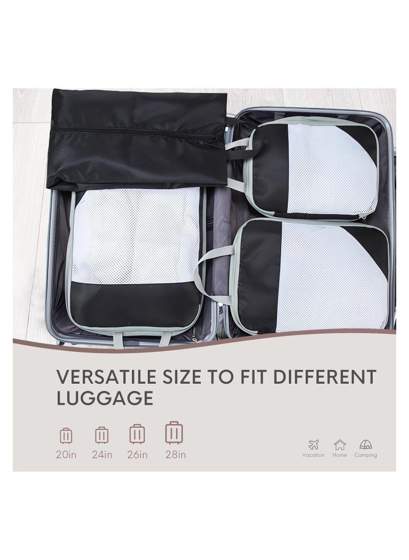 Generic - 4Pcs Packing Cube set Packing Luggage Organizers for Travel Packing Organizers with Laundry Bag Compression Storage Bag Clothing Underwear Bag for Man & Woman (4pc Black) - Image 1