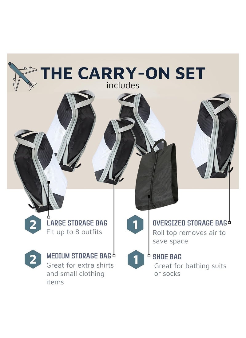 Generic - 4Pcs Packing Cube set Packing Luggage Organizers for Travel Packing Organizers with Laundry Bag Compression Storage Bag Clothing Underwear Bag for Man & Woman (4pc Black) - Image 1