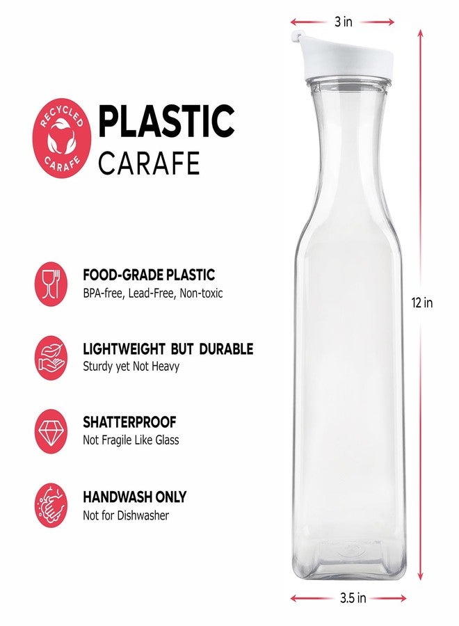 GUSTO [50 oz - 2 Pack] Plastic Carafe with Lid, Large Capacity Square Base - Clear Pitcher with Flip Top Lid, Easy-Pour Spout Juice Containers with Lids, Hand Wash Only - Perfect for Mimosa Bar - Image 4