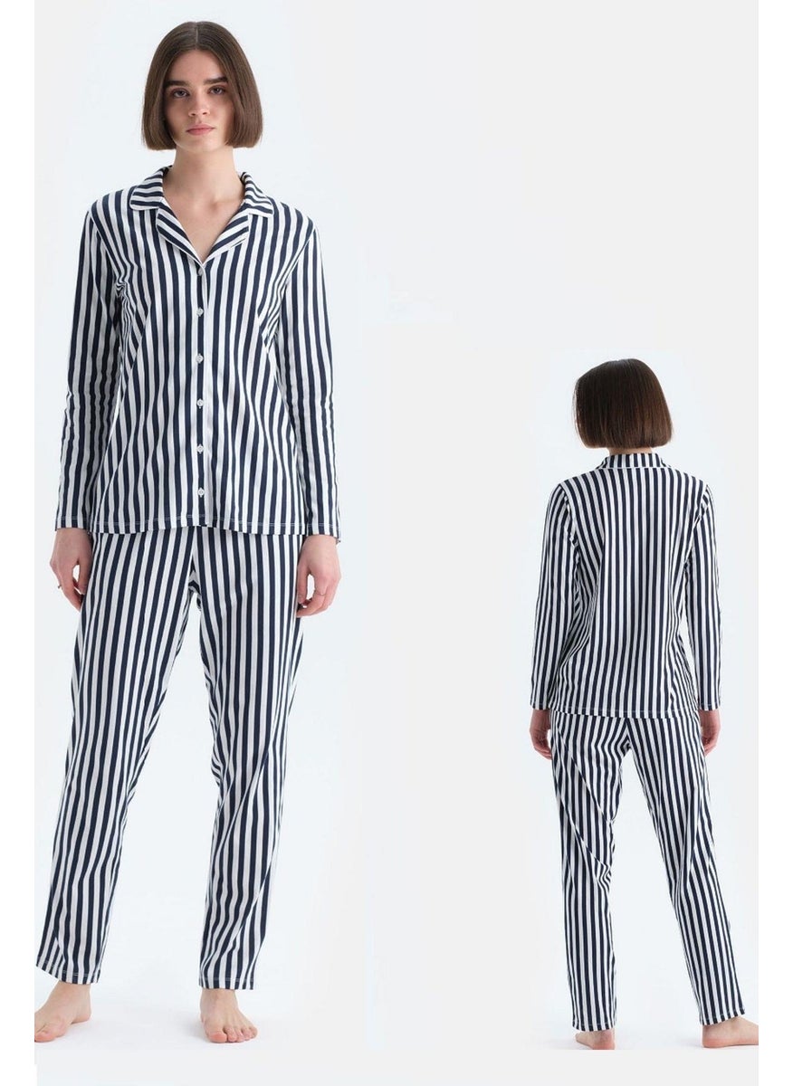 Women's Woven Long Sleeve Striped Shirt Pajama Set - pzsku/Z8A40CE3BDD95DAC64675Z/45/_/1740075649/2859425e-2462-4c17-a832-aba5a659b629