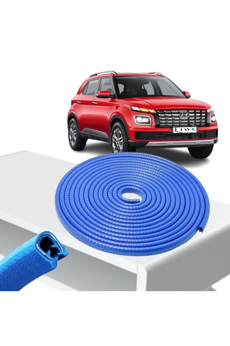 ETAVA Car Door Edge Guards (5 Meter) | U Shape Car Door Edge Trim Rubber Seal Protector | Universal Fit – No Glue Required – Blue Color - Image 1