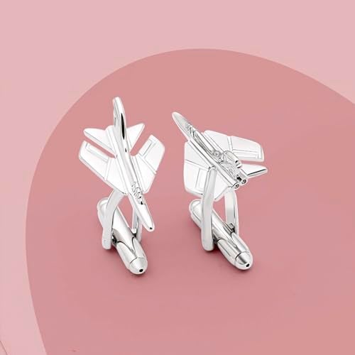 Peora Executive Airplane Cufflinks for Men Chrome Shirt Business Wedding Corporate Gift - Image 2