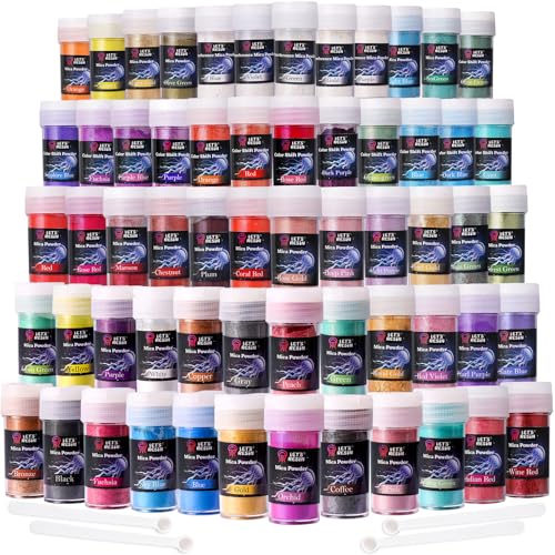 LET'S RESIN 60 Colors Mica Powder,Natural Pearlescent Pigment Powder for Epoxy Resin/UV Resin for Candle Making, Color Pigment Dye, Painting, Bath Bombs, Art Crafts - Image 1