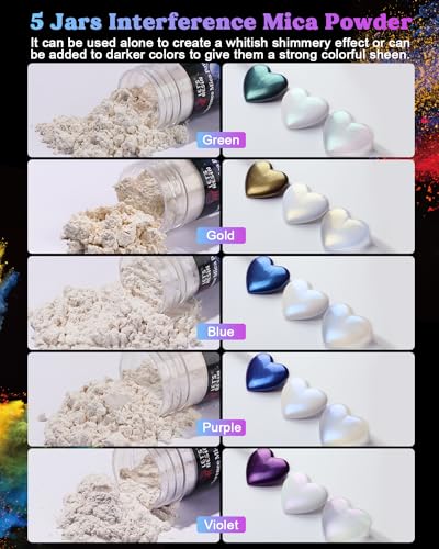 LET'S RESIN 60 Colors Mica Powder,Natural Pearlescent Pigment Powder for Epoxy Resin/UV Resin for Candle Making, Color Pigment Dye, Painting, Bath Bombs, Art Crafts - Image 4