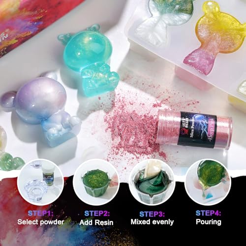 LET'S RESIN 60 Colors Mica Powder,Natural Pearlescent Pigment Powder for Epoxy Resin/UV Resin for Candle Making, Color Pigment Dye, Painting, Bath Bombs, Art Crafts - Image 5