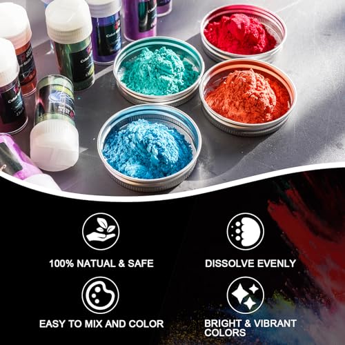LET'S RESIN 60 Colors Mica Powder,Natural Pearlescent Pigment Powder for Epoxy Resin/UV Resin for Candle Making, Color Pigment Dye, Painting, Bath Bombs, Art Crafts - Image 2