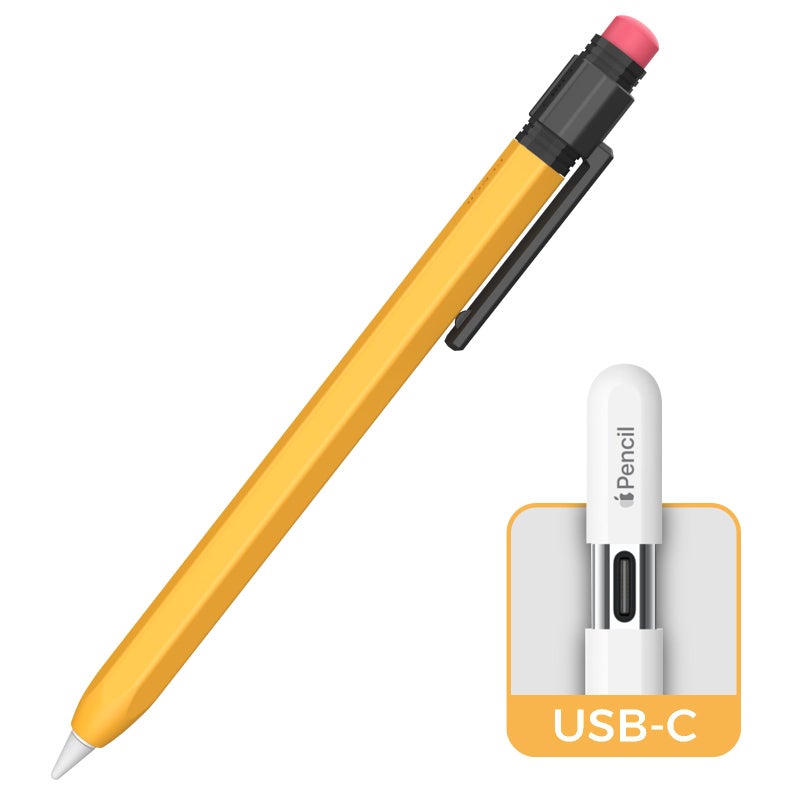 TRONWIN Apple Pencil USB C Case,Silicone Sleeve Protective Cover Perfect Grip Skin Classic Design with Sturdy Clip Compatible with Apple Pencil USB-c for ipad pro (Yellow) - Image 1