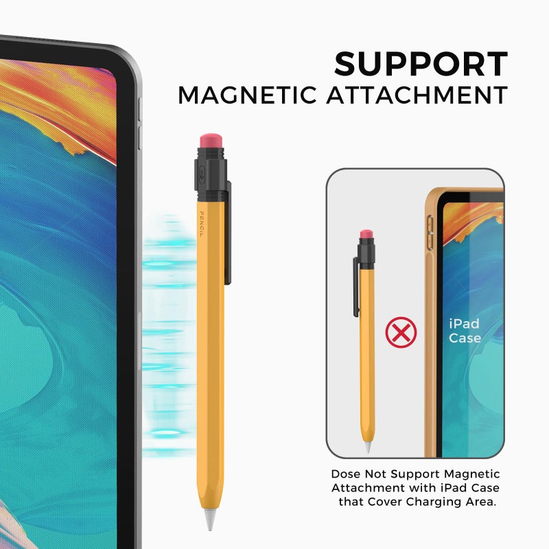TRONWIN Apple Pencil USB C Case,Silicone Sleeve Protective Cover Perfect Grip Skin Classic Design with Sturdy Clip Compatible with Apple Pencil USB-c for ipad pro (Yellow) - Image 3
