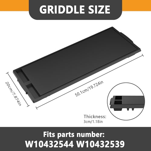 KIMSOFUNNY Heavy-duty Cast Iron W10432544 Griddle Replacement for Whirlpool Stove Parts Griddle Plate W10432539 Kenmore Jennair Maytag KitchenAid Gas Range Burner Griddle Pan Cooktop Parts - Image 2