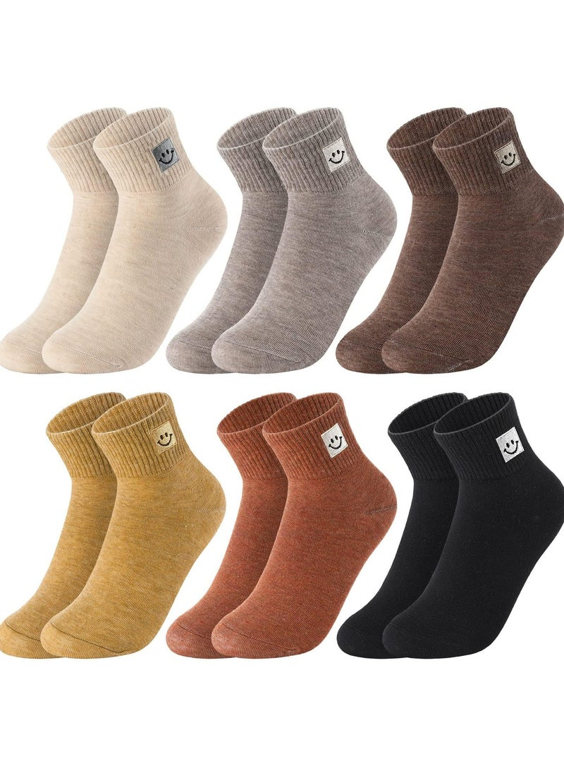 CMGTYYD - 6 Pairs Soft Cotton Socks for Women,Cute Smile Face Ankle Socks, Novelty Design for Comfortable & Stylish Wear, Cozy & Fun - Image 1