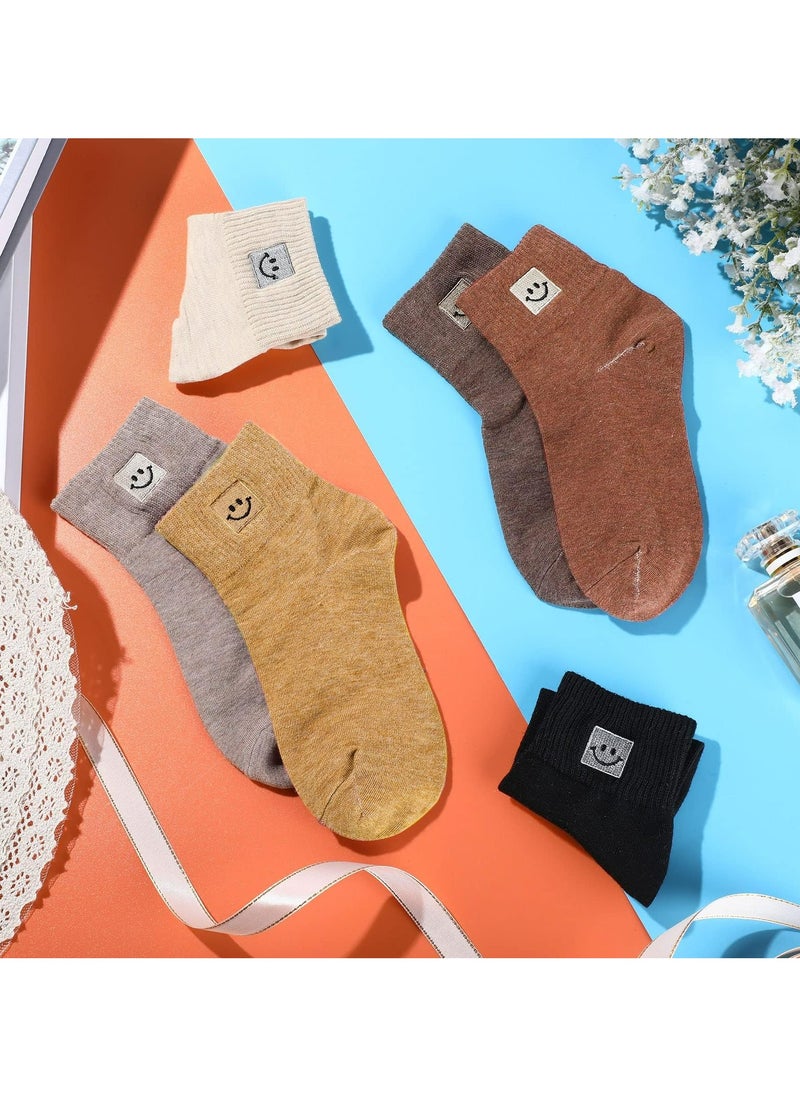 CMGTYYD - 6 Pairs Soft Cotton Socks for Women,Cute Smile Face Ankle Socks, Novelty Design for Comfortable & Stylish Wear, Cozy & Fun - Image 1