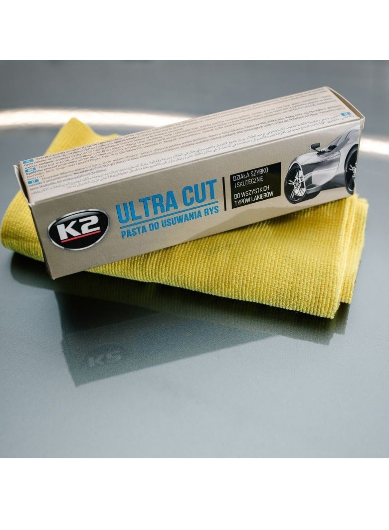 K2 Car Scratch Remover Paste Ultra Cut Compound Heavy Cut Polish for Deep Scratches, Swirl Marks, Oxidation Removal, Paint Correction Cream for Car Body, Metal, Chrome, DIY Car Care Repair - Image 2