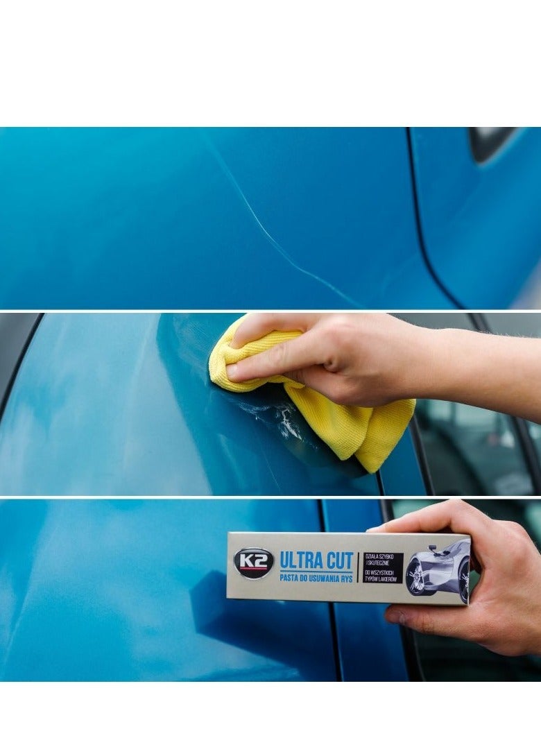 K2 Car Scratch Remover Paste Ultra Cut Compound Heavy Cut Polish for Deep Scratches, Swirl Marks, Oxidation Removal, Paint Correction Cream for Car Body, Metal, Chrome, DIY Car Care Repair - Image 3