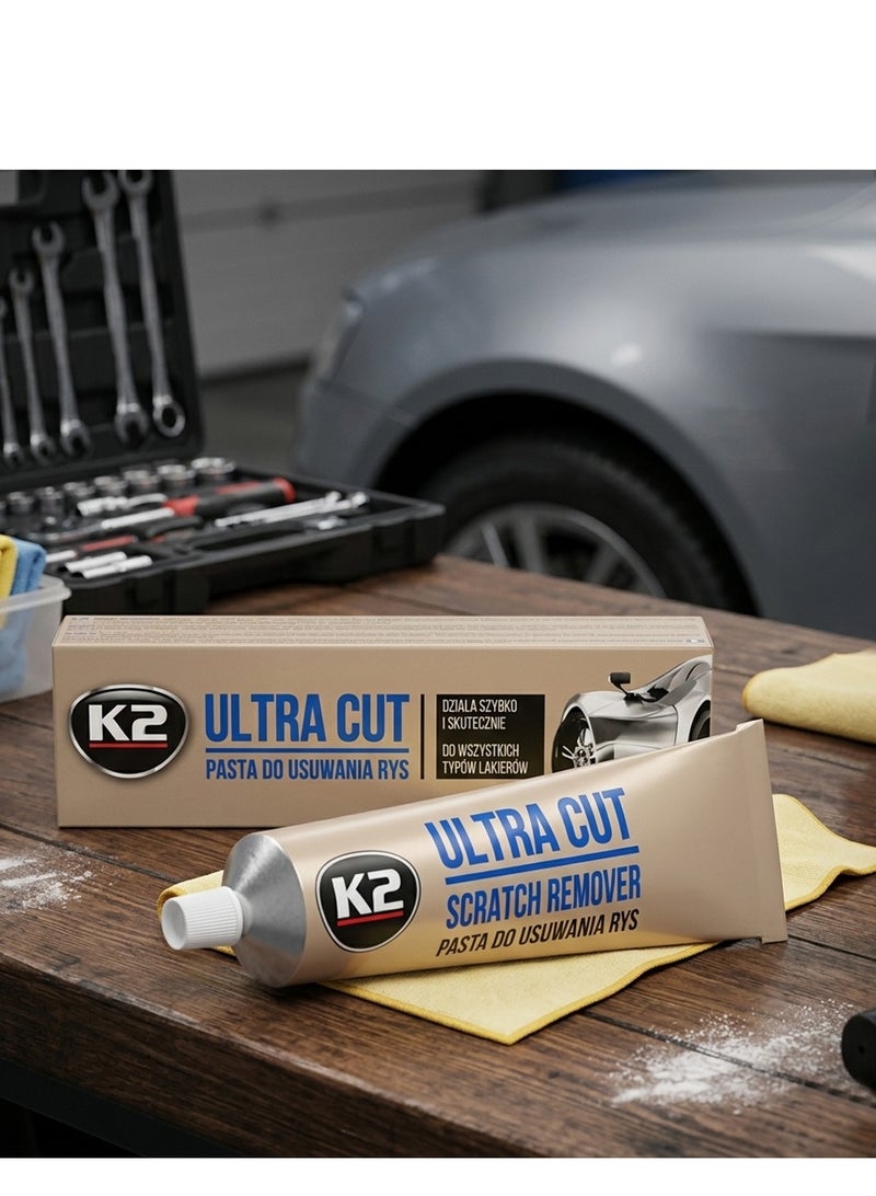 K2 Car Scratch Remover Paste Ultra Cut Compound Heavy Cut Polish for Deep Scratches, Swirl Marks, Oxidation Removal, Paint Correction Cream for Car Body, Metal, Chrome, DIY Car Care Repair - Image 1